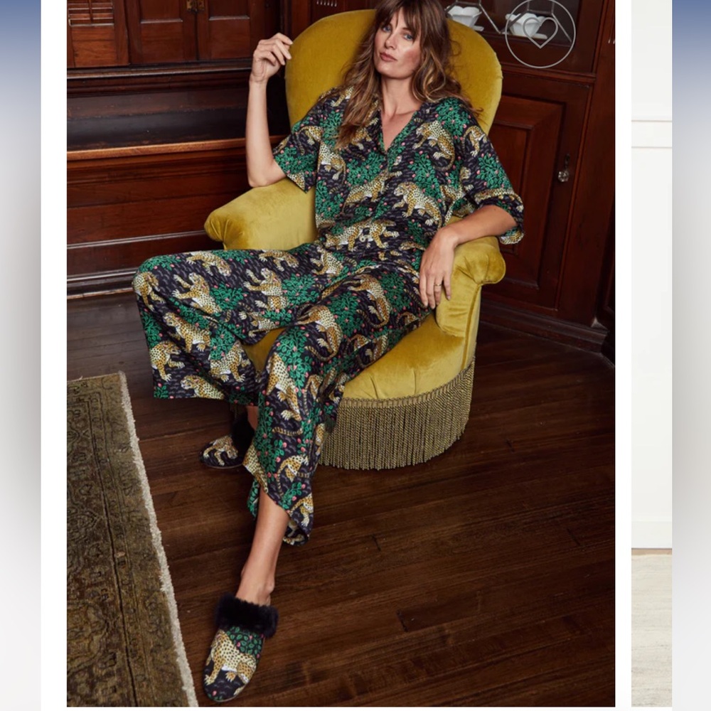 Printfresh Satin Wildest Dreams Set in Bagheera size M, NWT, luxe silky satin PJ